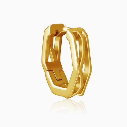 Golden Hexa Hoop Earring For Him