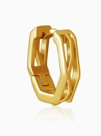 Golden Hexa Hoop Earring For Him