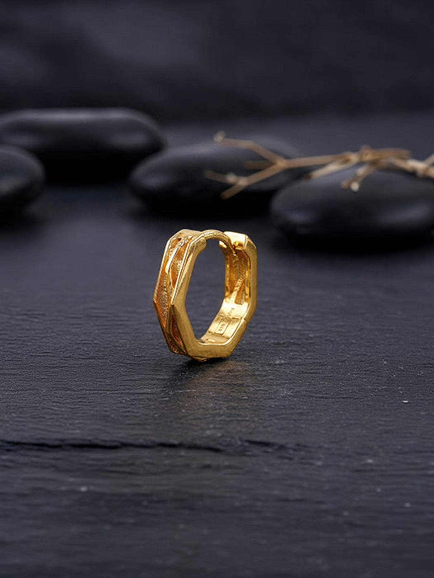 Golden Hexa Hoop Earring For Him