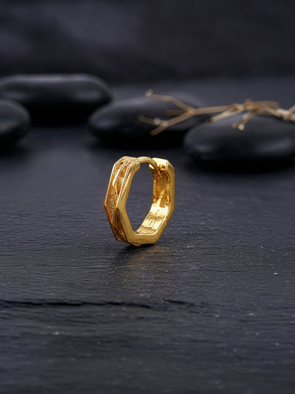 Golden Hexa Hoop Earring For Him