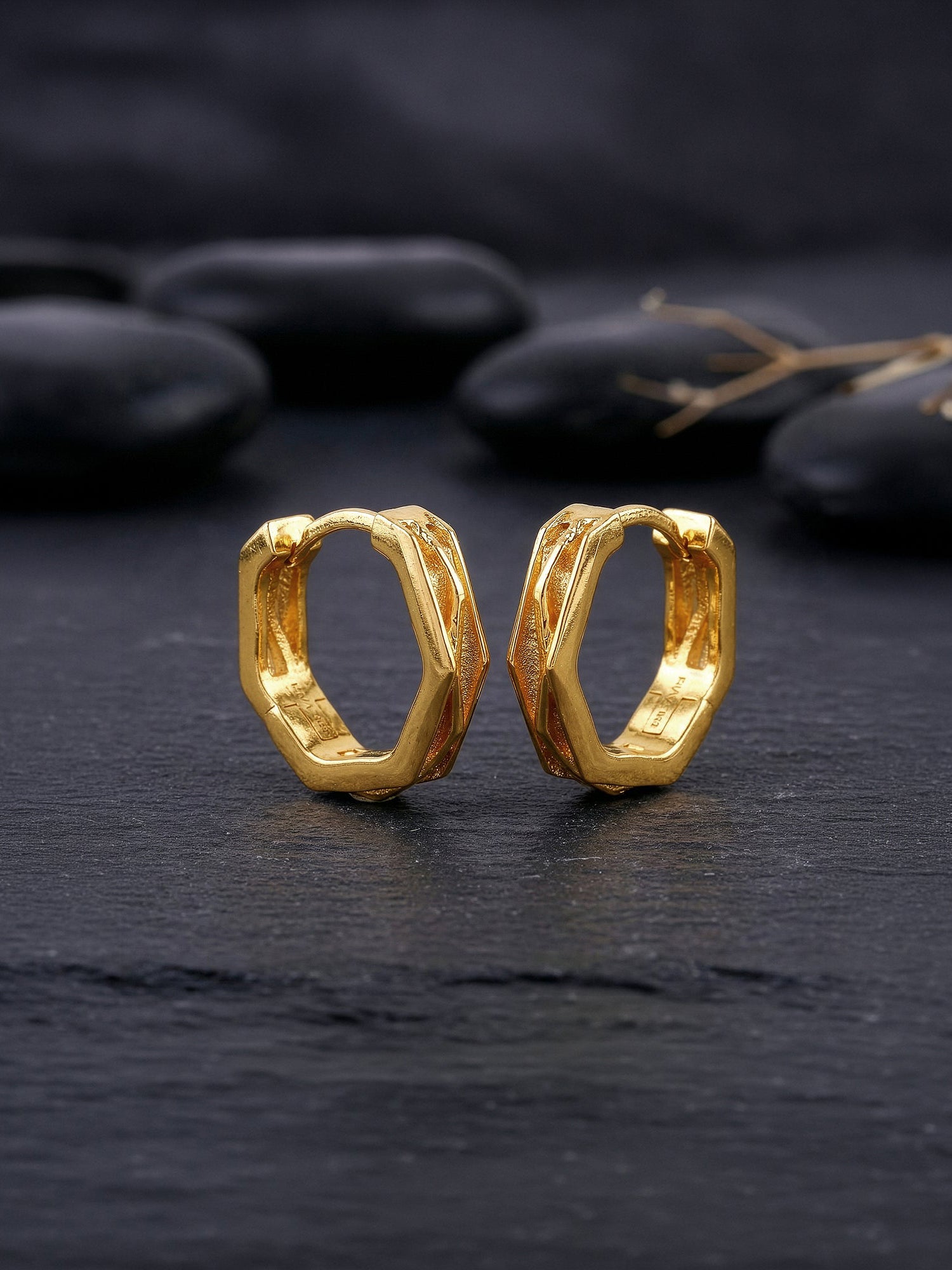 Golden Hexa Hoop Earring For Him