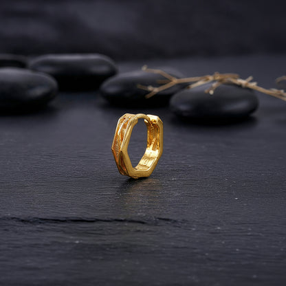 Golden Hexa Hoop Earring For Him