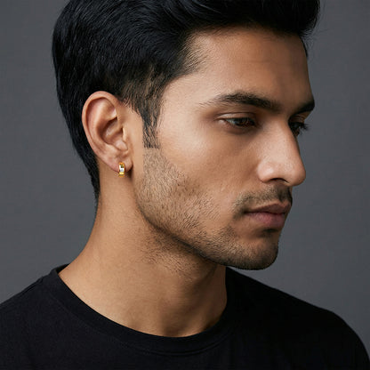 Golden Flux Hoop Earring For Him