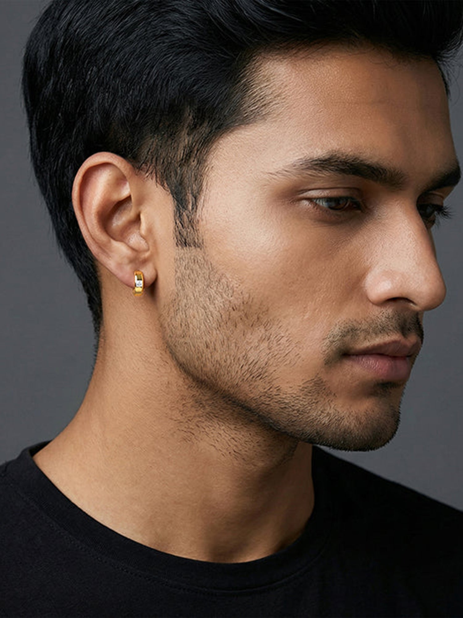 Golden Flux Hoop Earring For Him