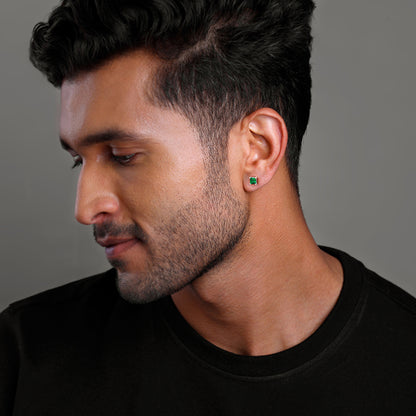 Silver Jadeite Stud For Men