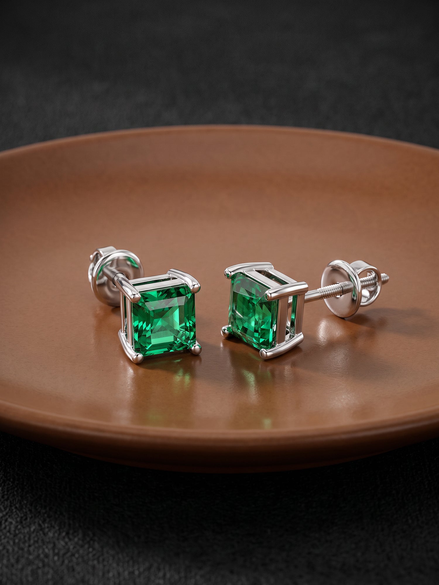 Silver Jadeite Stud For Men