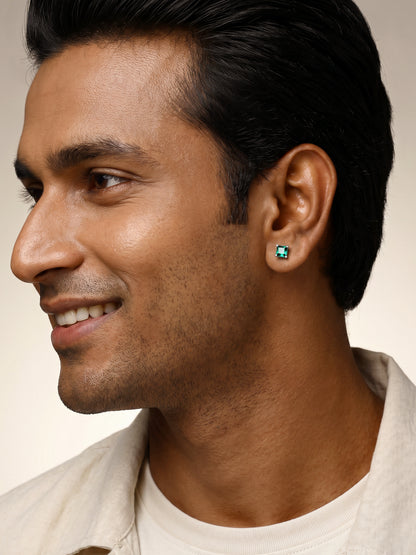 Silver Jadeite Stud For Men