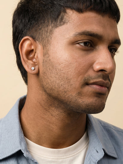 Silver Orb Stud For Men