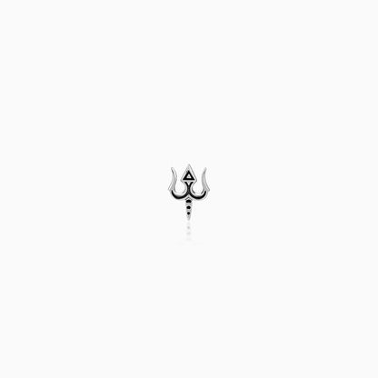 Oxidised Silver Trishul Drip Stud For Him