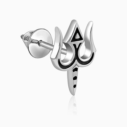 Oxidised Silver Trishul Drip Stud For Him
