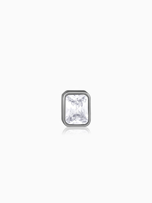 Black Rhodium Rectangular Stud For Him