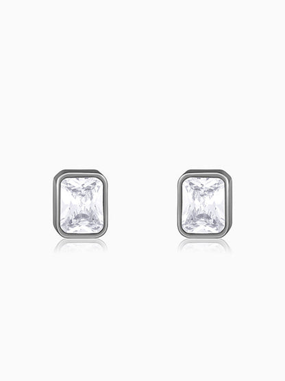 Black Rhodium Rectangular Stud For Him