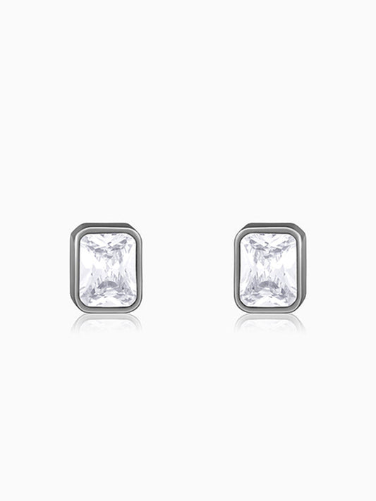 Black Rhodium Rectangular Stud For Him