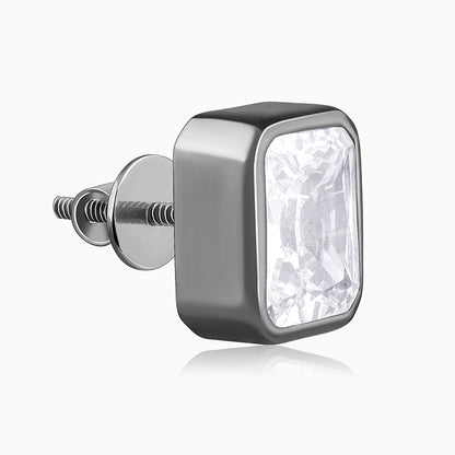 Black Rhodium Rectangular Stud For Him
