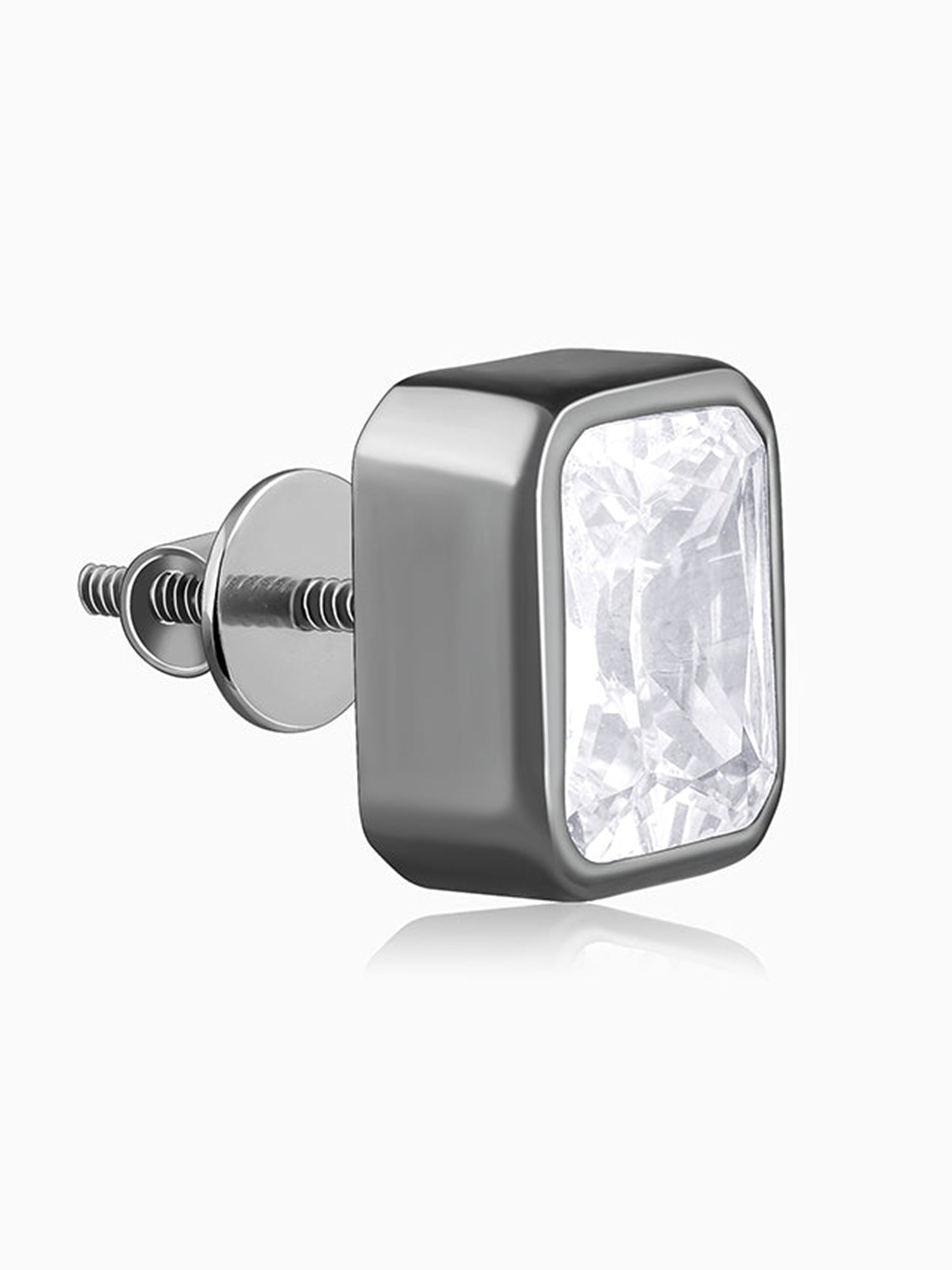 Black Rhodium Rectangular Stud For Him