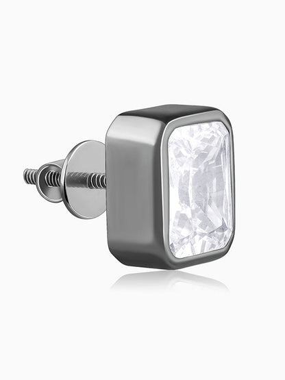 Black Rhodium Rectangular Stud For Him