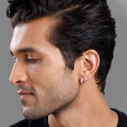 Silver Halo Hoop Earring For Him