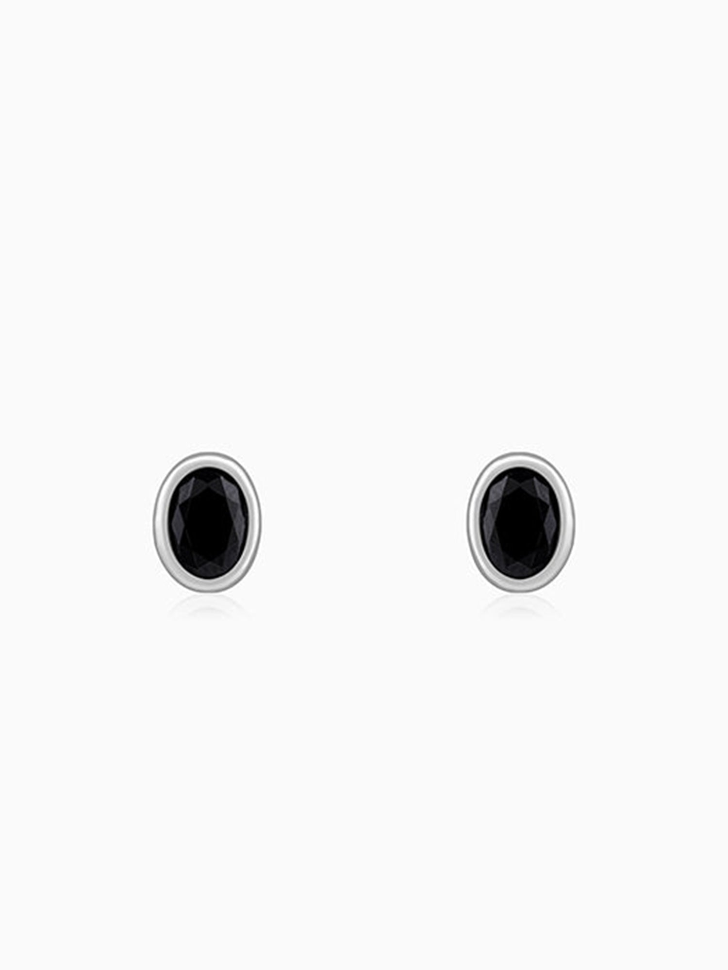 Silver Black Dot Stud For Him