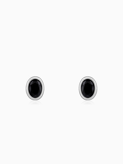 Silver Black Dot Stud For Him