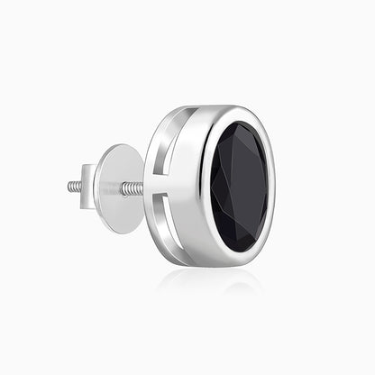 Silver Black Dot Stud For Him