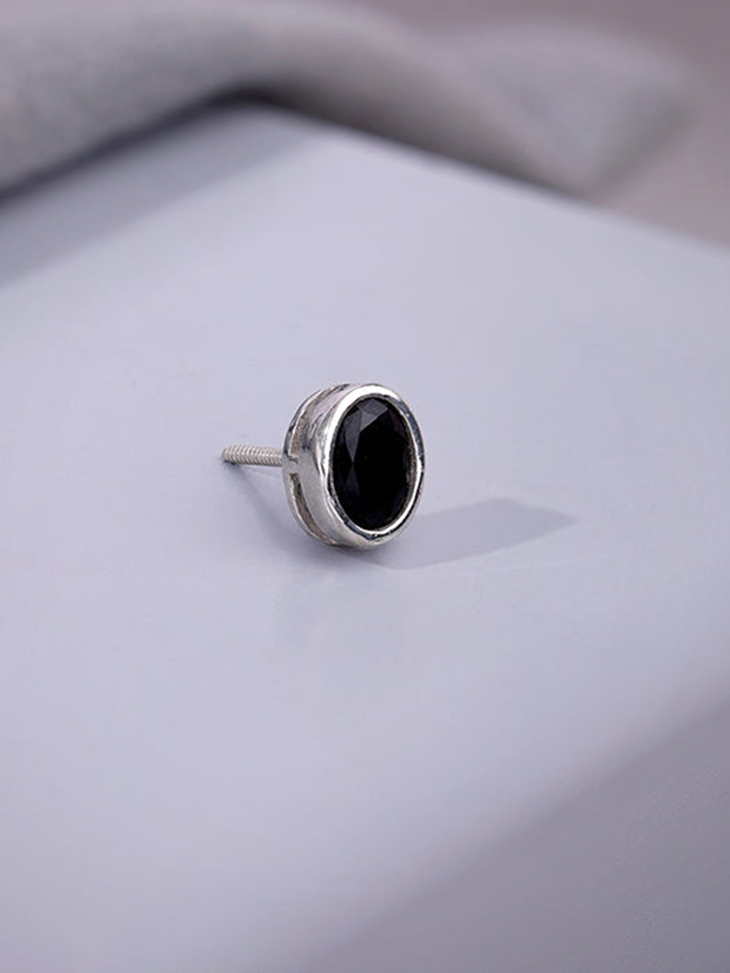 Silver Black Dot Stud For Him
