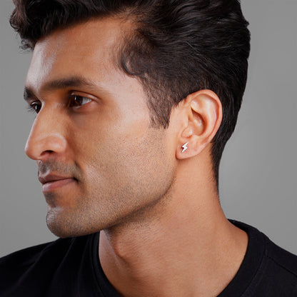 Silver Lightning Spark Stud For Him
