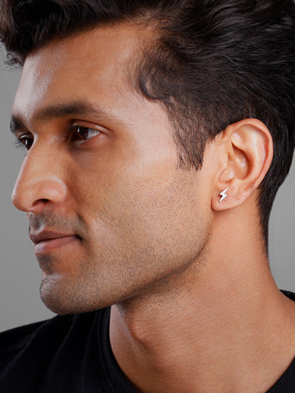 Silver Lightning Spark Stud For Him