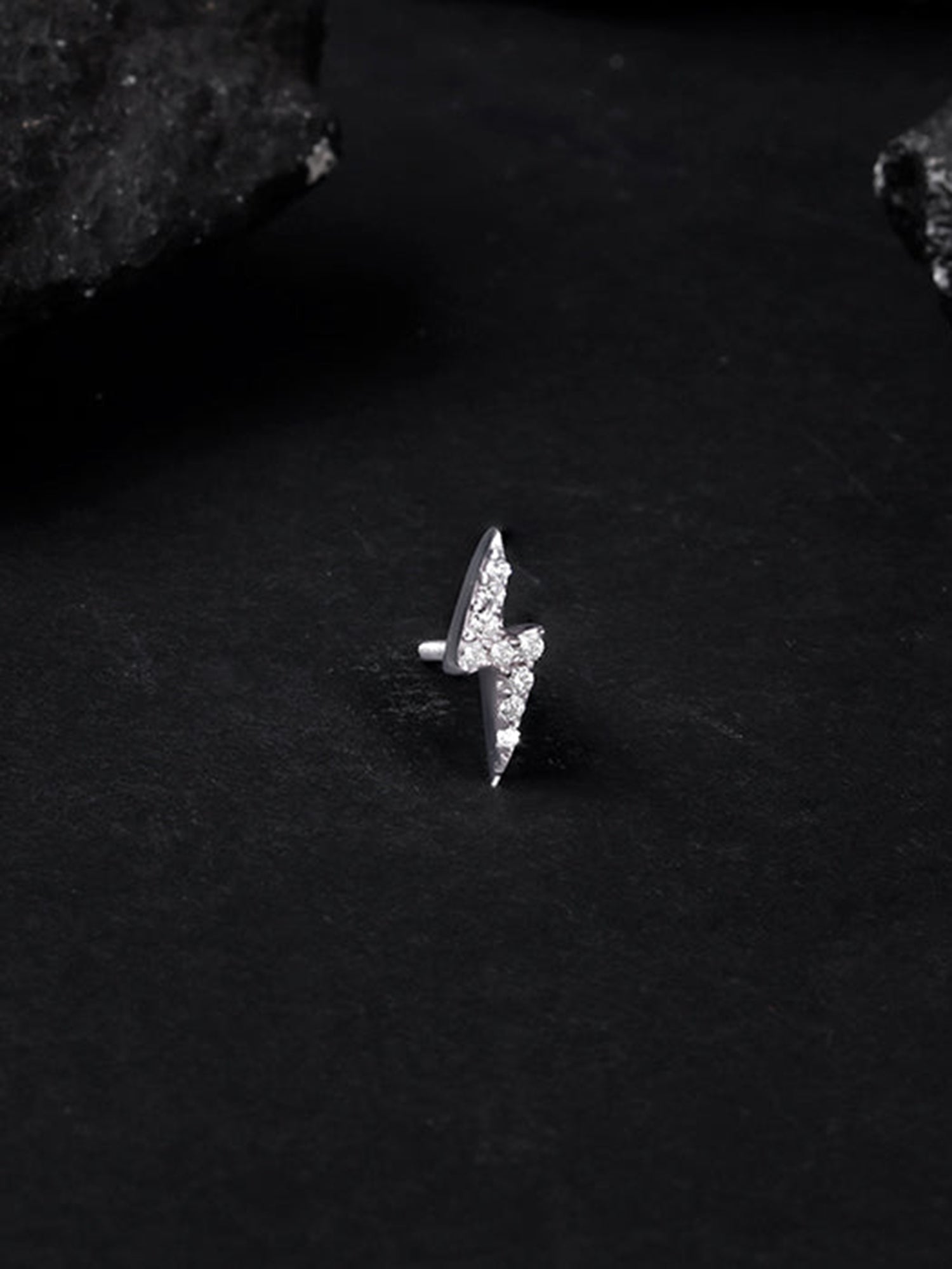 Silver Lightning Spark Stud For Him