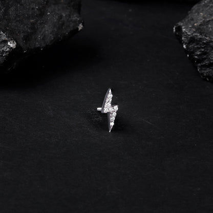 Silver Lightning Spark Stud For Him
