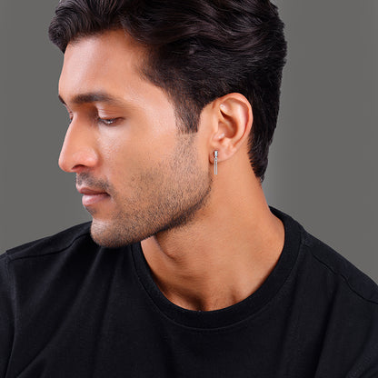 Silver Linear Drift Earring For Him