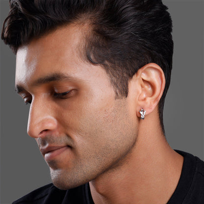 Silver Victory Hoop Earrings For Him