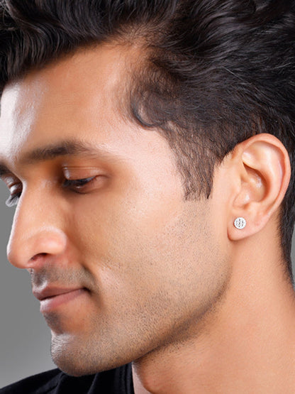 Silver Jacquard Stud For Him