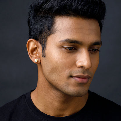Golden Modern Mosaic Stud For Him