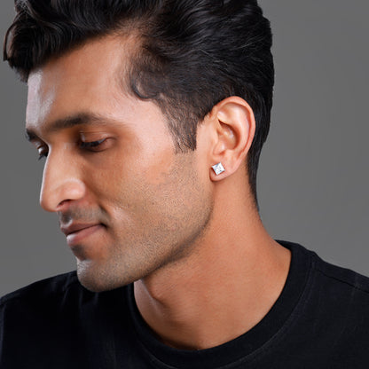 Silver Classy Zirconia Stud For Him