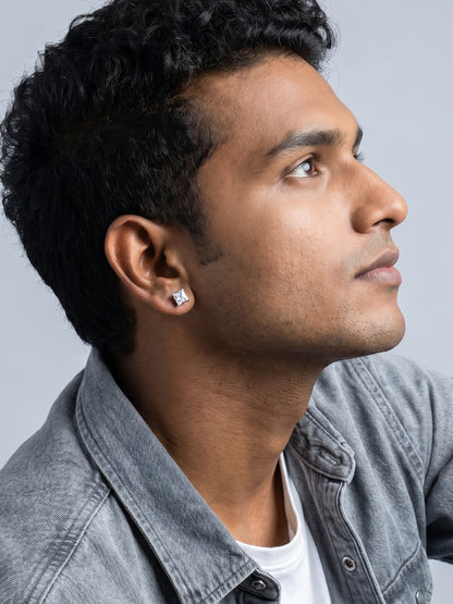 Silver Classy Zirconia Stud For Him