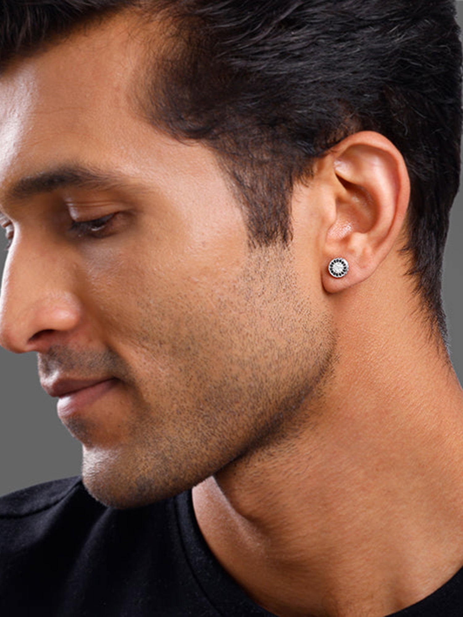 Silver Black Ice Stud For Him