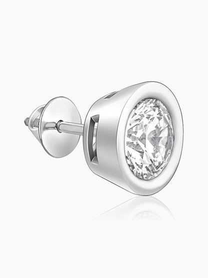 Silver Zircon Stud For Him