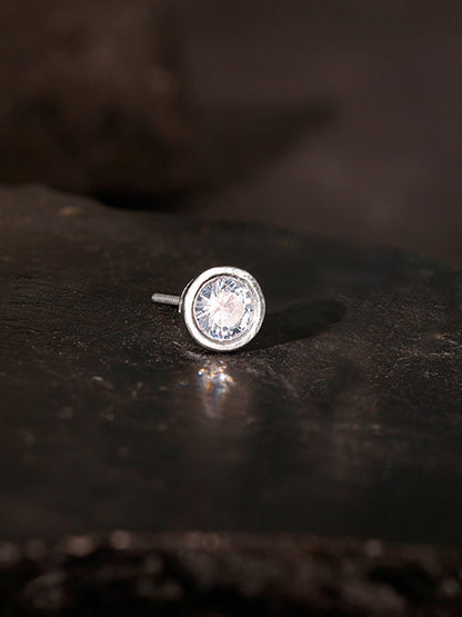 Silver Zircon Stud For Him
