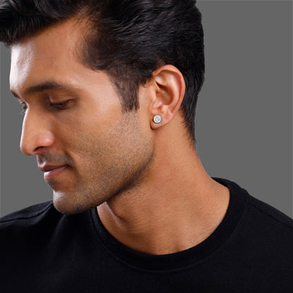 Silver White Ice Stud For Him