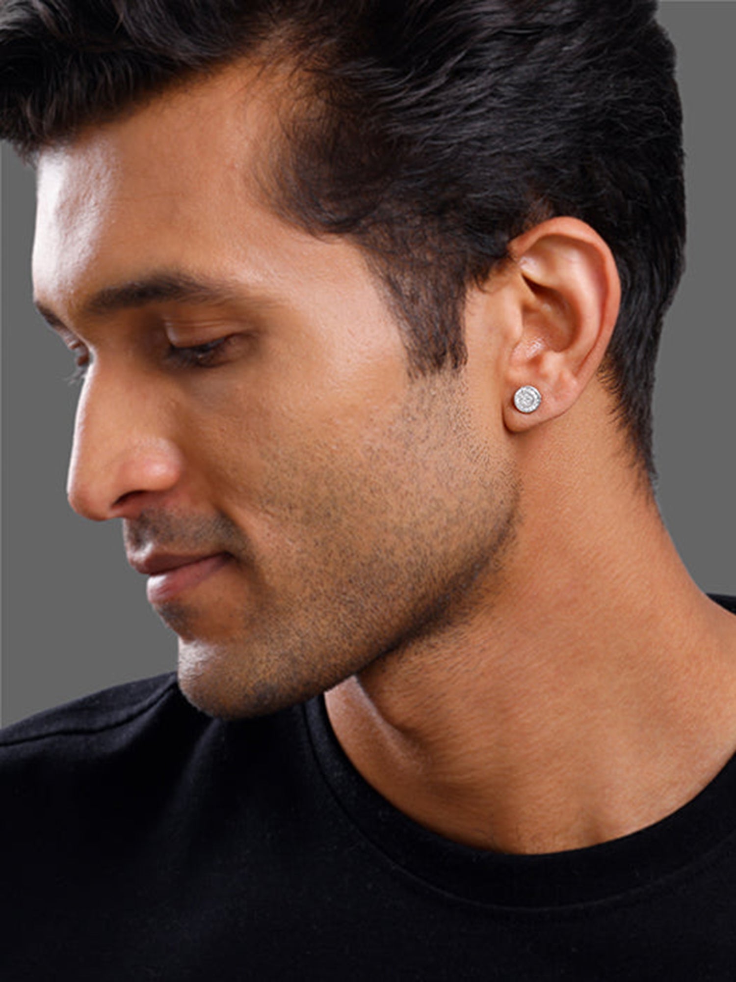 Silver White Ice Stud For Him