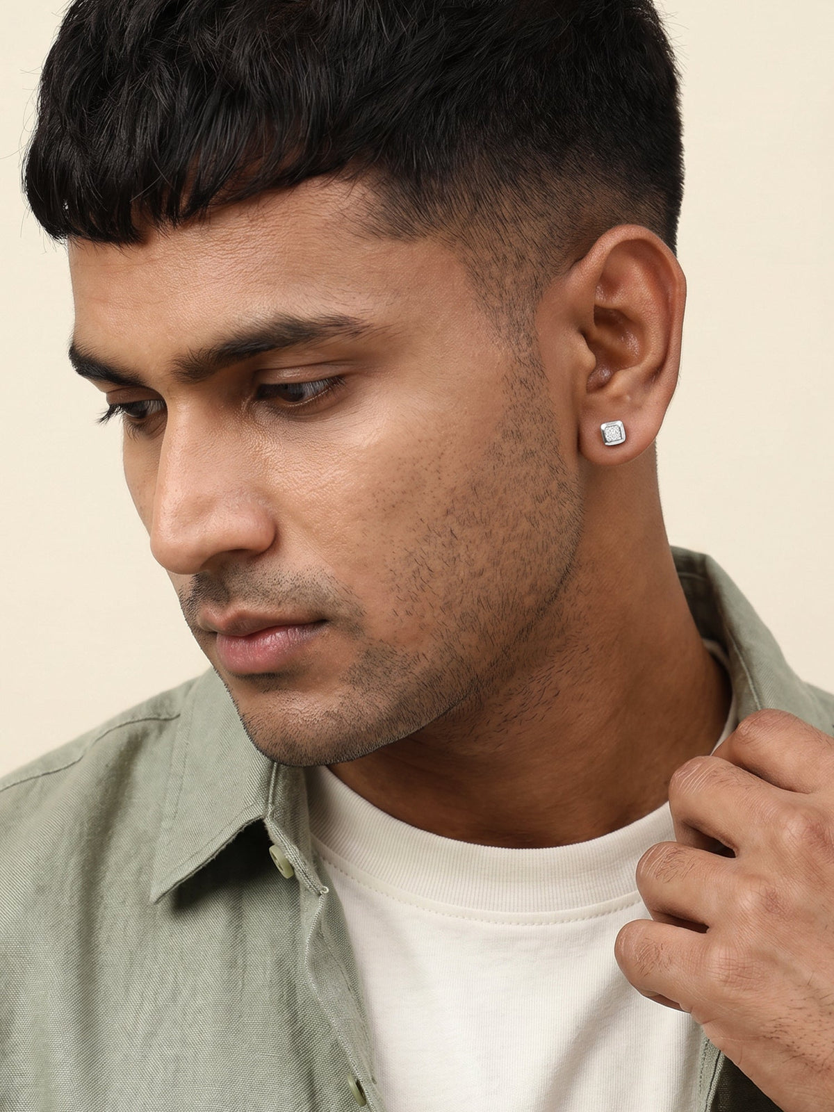 Silver Digital Dazzle Stud For Him