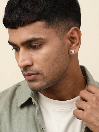 Silver Digital Dazzle Stud For Him