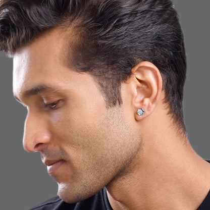 Silver Galaxy Edge Stud For Him