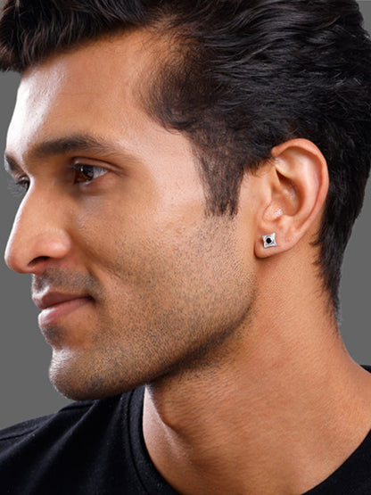 Silver Black Starburst Stud For Him