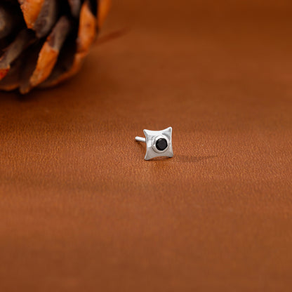 Silver Black Starburst Stud For Him