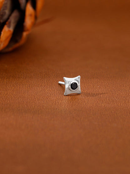 Silver Black Starburst Stud For Him