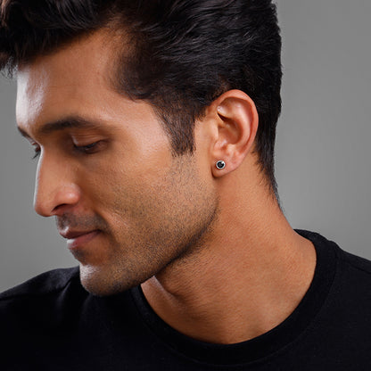 Silver Midnight Dot Stud For Him