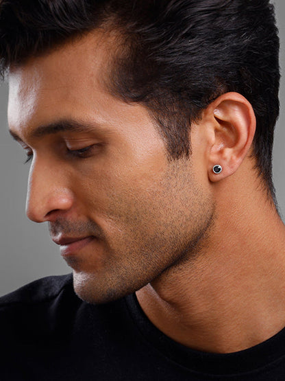 Silver Midnight Dot Stud For Him