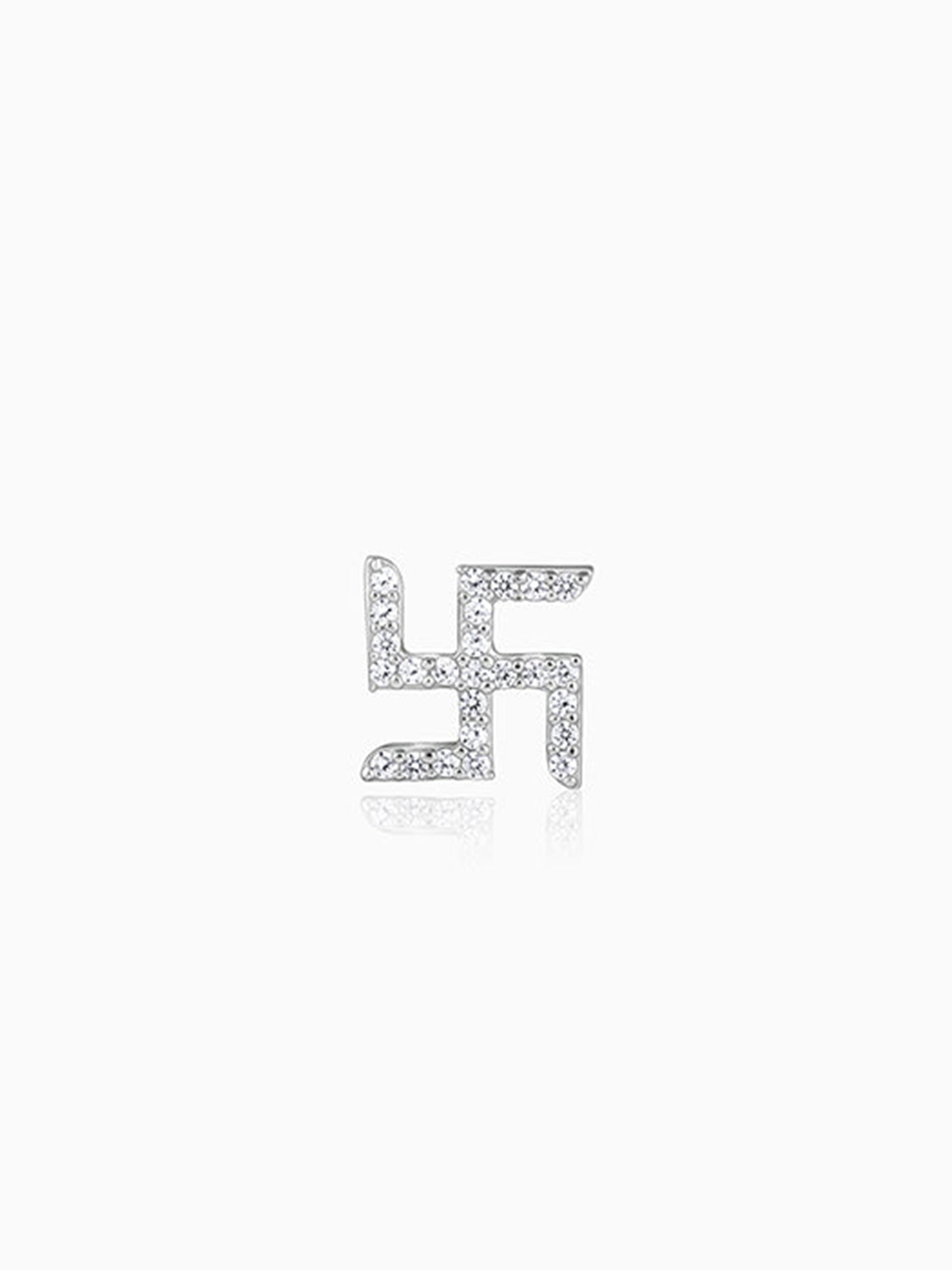 Silver Swastik Shine Stud For Him