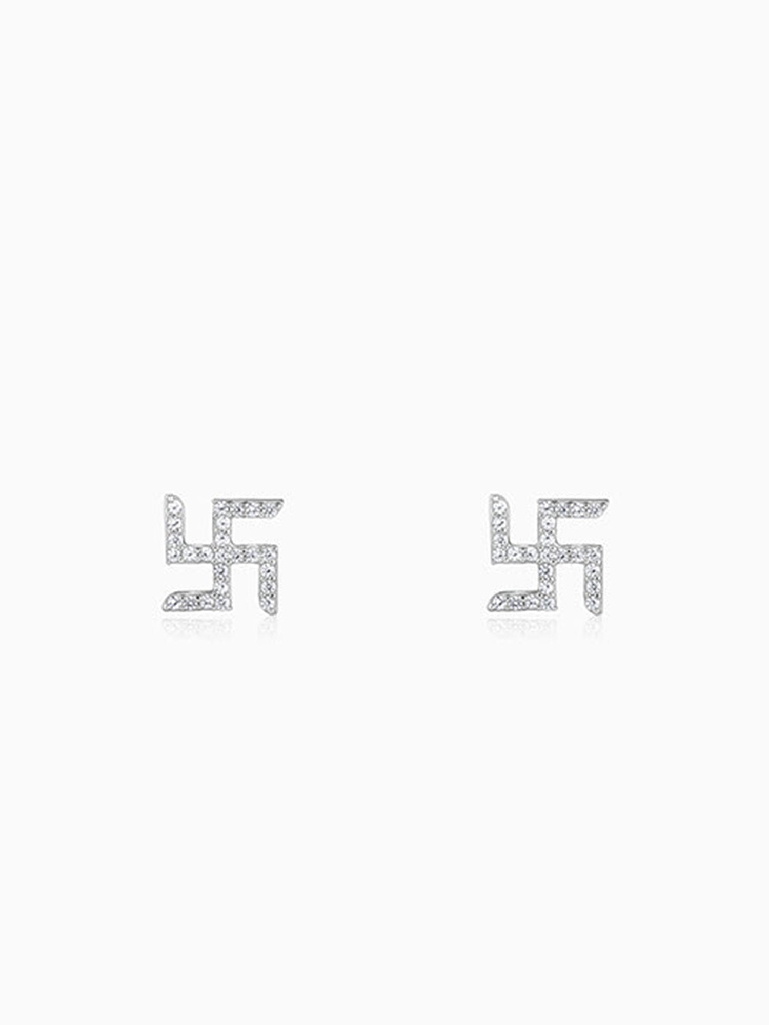 Silver Swastik Shine Stud For Him
